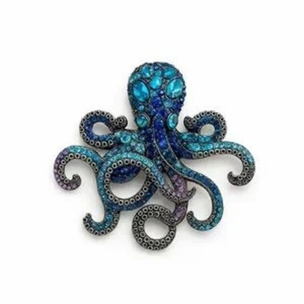 Ocean Sectrte Blue and Purple Octopus Brooch